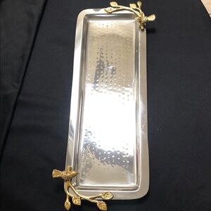 Elegant Silver and Gold Leaf Design Tray